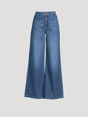 Zara TRF HIGH RISE WIDE LEG RIPPED JEANS | Square One
