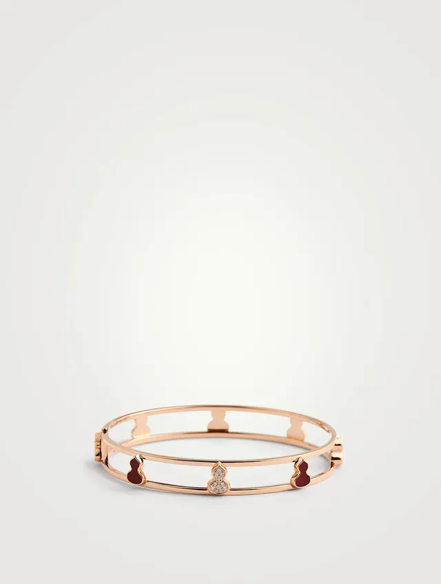 QEELIN Wulu 18K Rose Gold Bangle With Red Agate And Diamonds