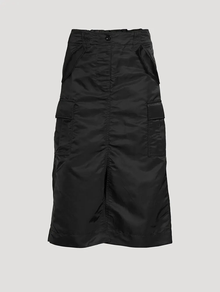 Nylon Twill Mix Cargo Skirt