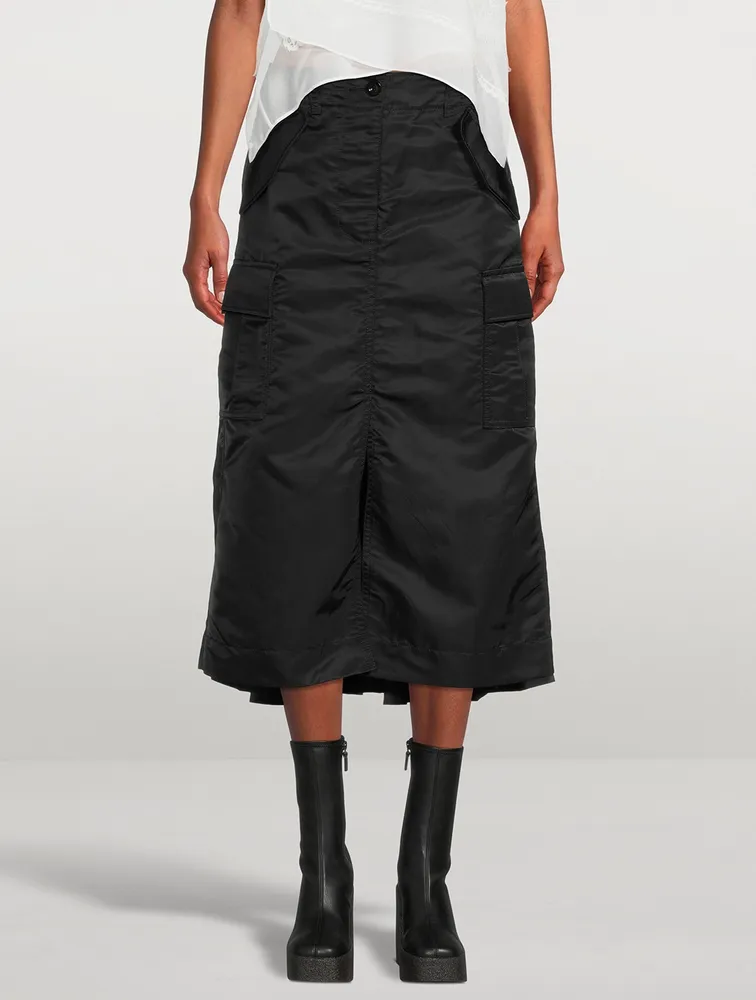 Nylon Twill Mix Cargo Skirt