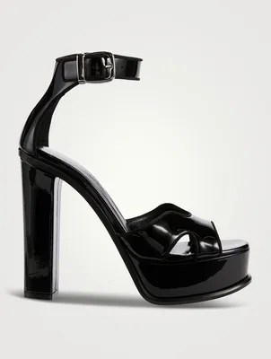 SAINT LAURENT Hall Patent Leather Platform Sandals | Square One