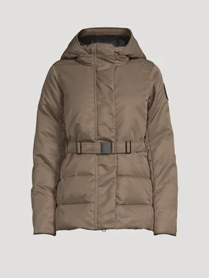 WATER AND WIND PROTECTION HOODED BELTED DOWN JACKET - Black