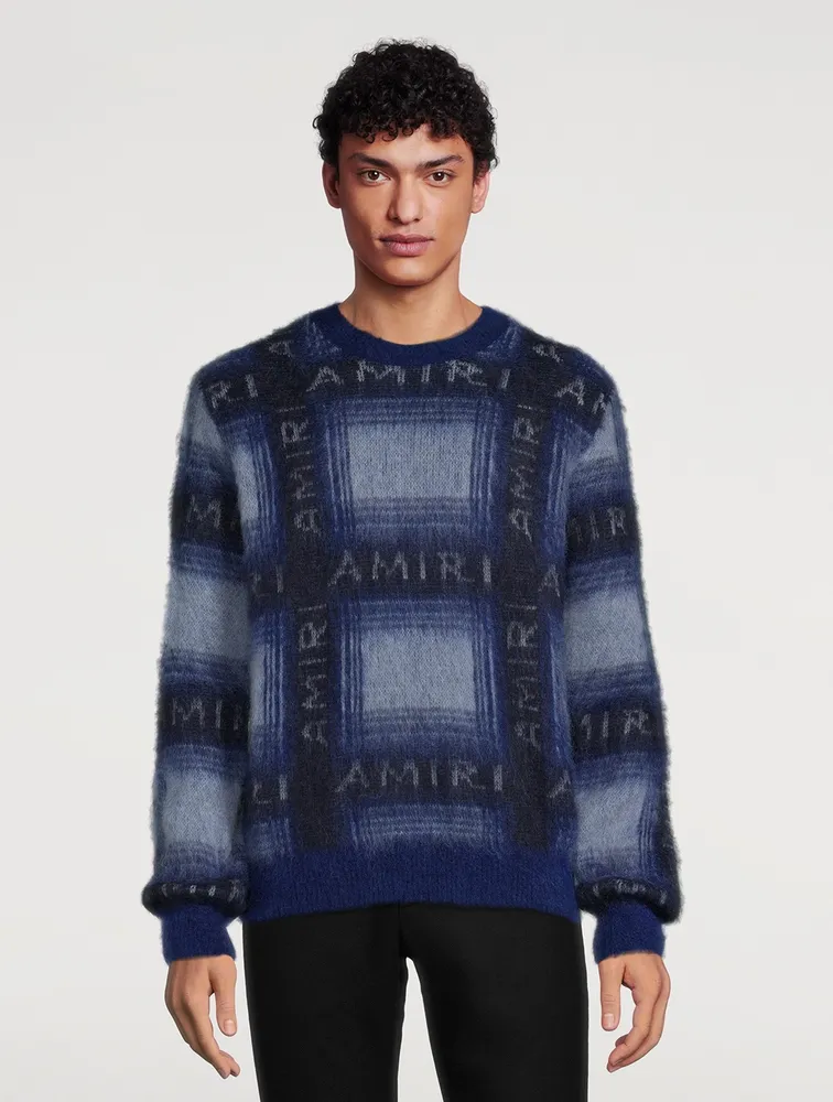 AMIRI Brushed Mohair Plaid Sweater | Square One