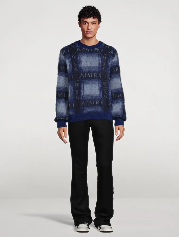 AMIRI Brushed Mohair Plaid Sweater | Square One