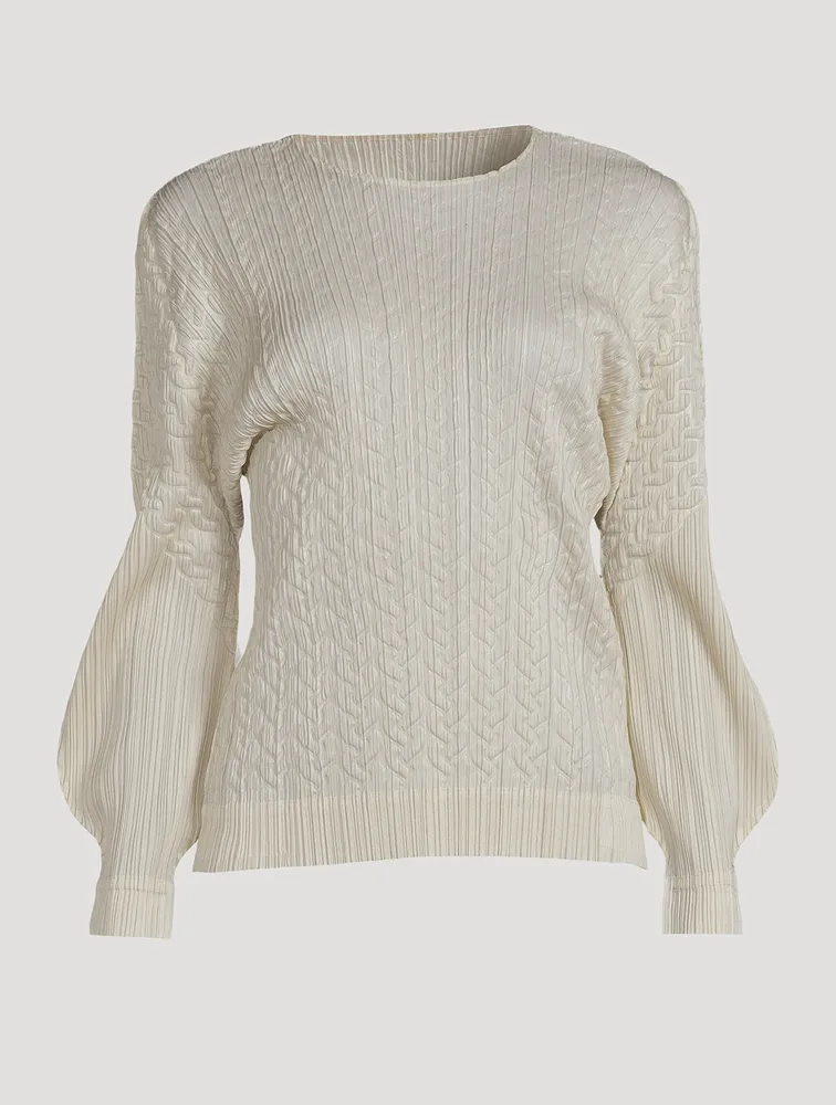 PLEATS PLEASE ISSEY MIYAKE Cable-Stitch Long-Sleeve Shirt