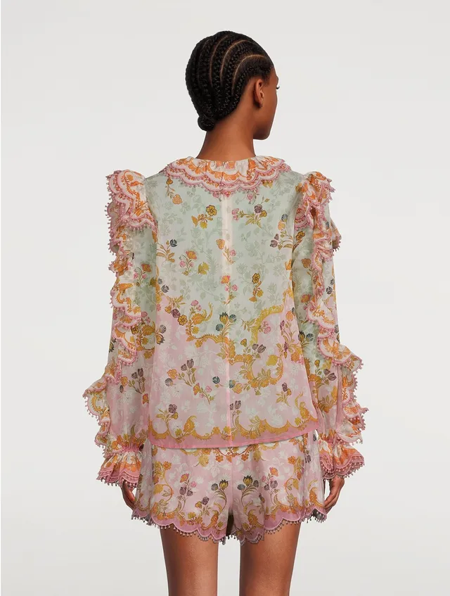 ZIMMERMANN Laurel Frill Blouse In Floral Print | Yorkdale Mall