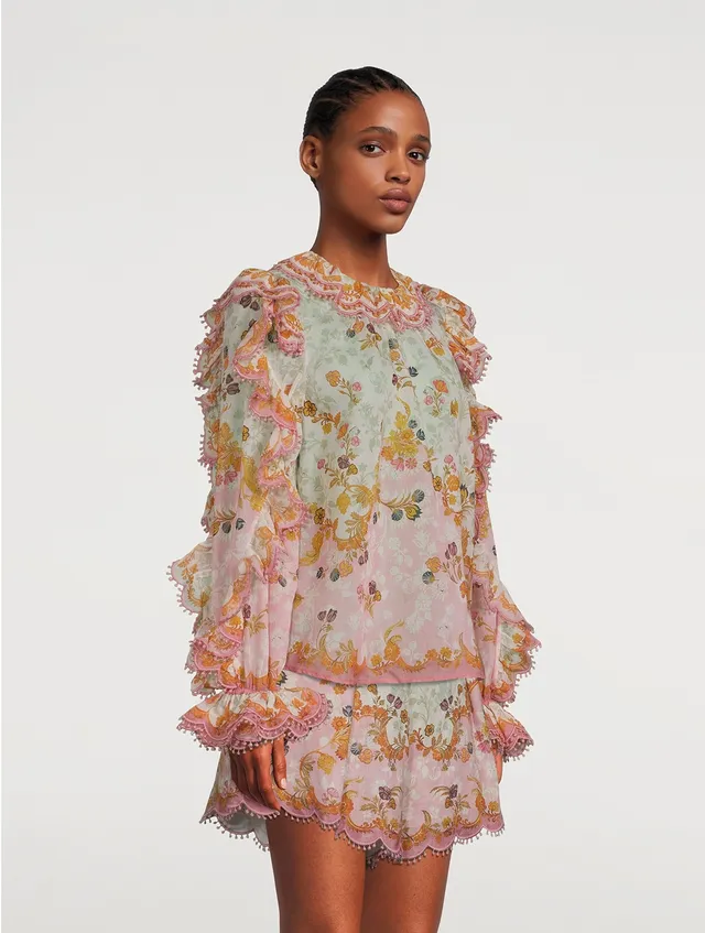 ZIMMERMANN Laurel Frill Blouse In Floral Print | Yorkdale Mall