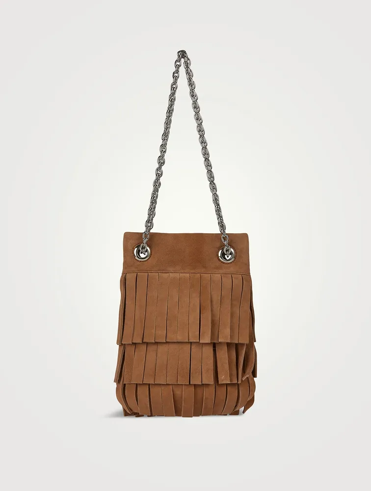 Brown suede fringe on sale purse