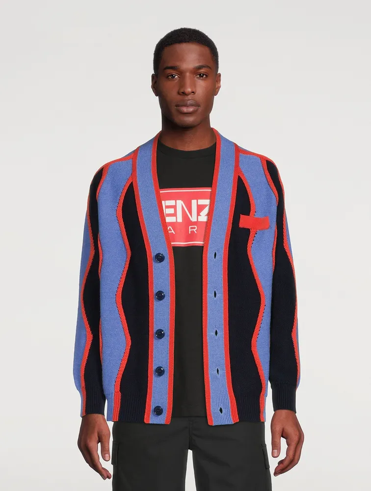 KENZO Wavy Wool And Cotton Cardigan | Yorkdale Mall