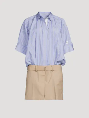 Sacai x Thomas Mason Shirt Dress Stripe Print | Yorkdale Mall