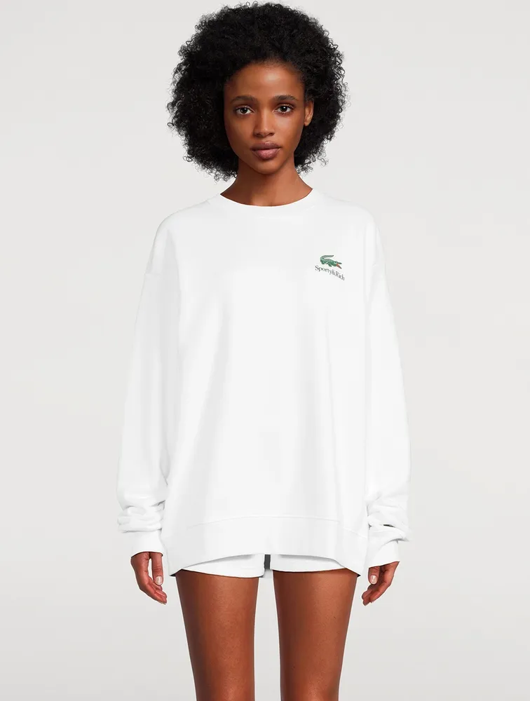 SPORTY & RICH × LACOSTE ネイビー スウェット