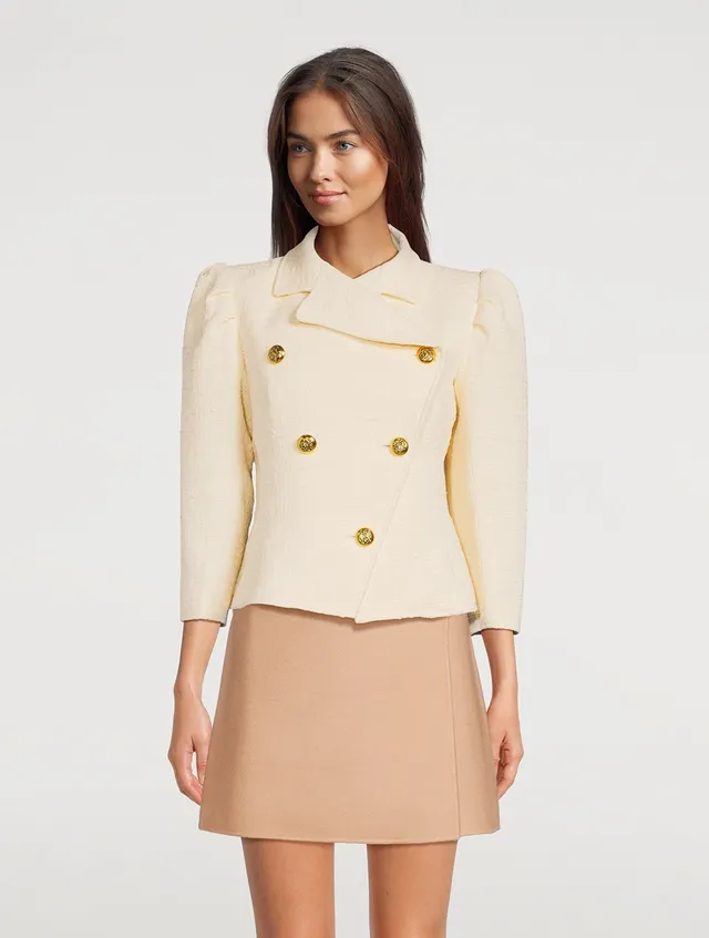 SMYTHE Double-Breasted Tweed Box-Pleat Jacket | Square One