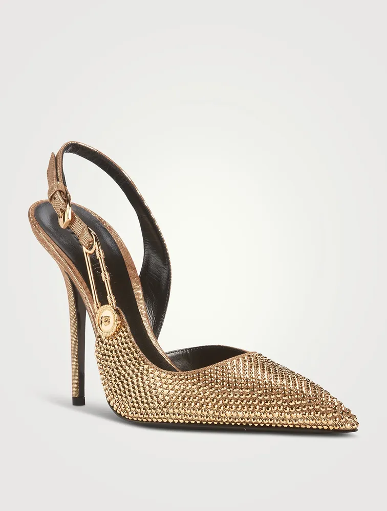 パンプス VERSACE Satin rhinestone slingback Versace Satin Rhinestone Slingback | italist