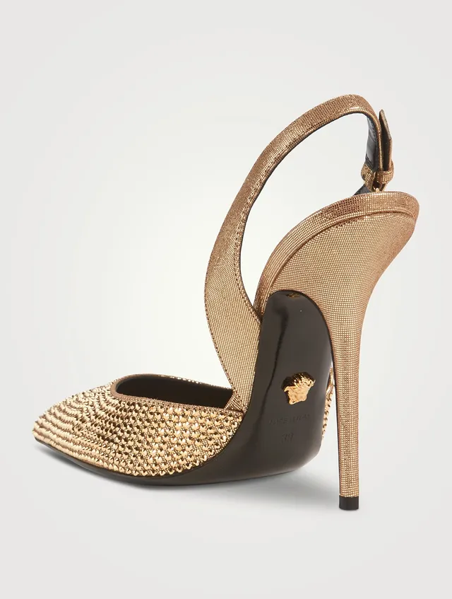 【関税込み】versace Satin rhinestone slingback Versace | Shoes | Sold Auth Versace Crystal La Medusa Satin