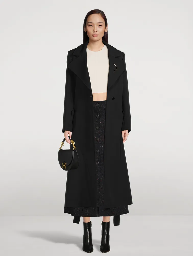 CHLOÉ Belted Wool Gabardine Trench Coat | Square One