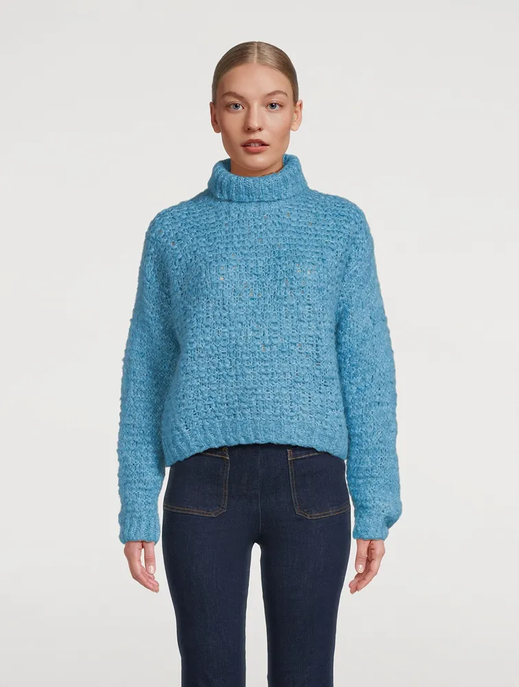 Boucle turtleneck clearance sweater