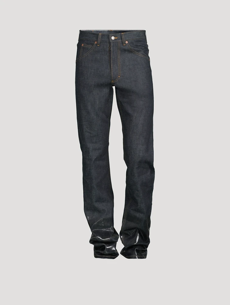 MAISON MARGIELA Lacquered Turn-Up Jeans | Square One MAISON MARGIELA Lacquered Turn-Up Jeans | Square One