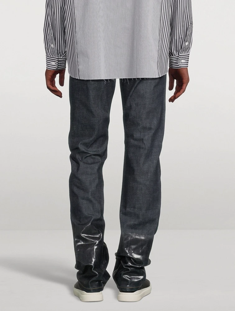 MAISON MARGIELA Lacquered Turn-Up Jeans | Square One MAISON MARGIELA Lacquered Turn-Up Jeans | Square One