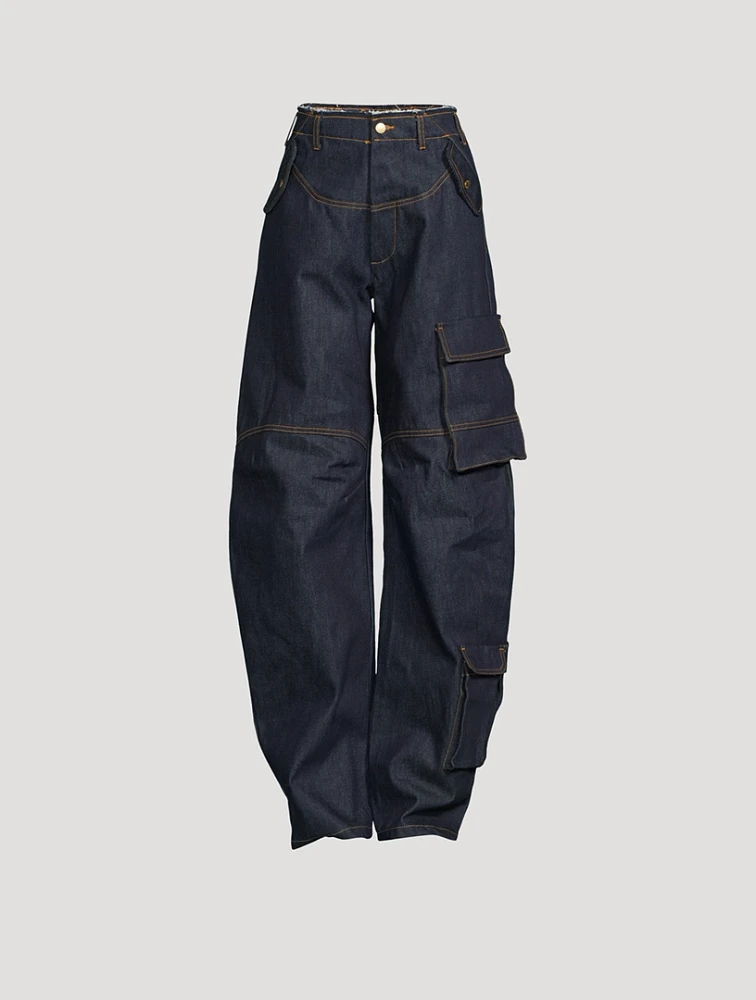 【U LAN】Mine balloon cargo denim pants DARKPARK Rosalind Balloon-Leg Cargo Jeans | Square One