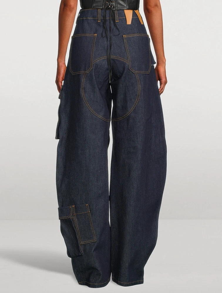 【U LAN】Mine balloon cargo denim pants DARKPARK Rosalind Balloon-Leg Cargo Jeans | Square One