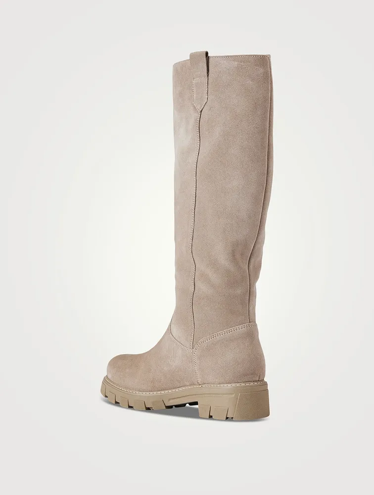 LA CANADIENNE Alfie Shearling Lined Suede Knee High Boots