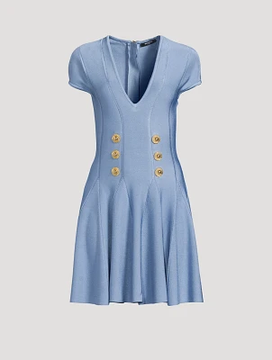 Self-Portrait - Women's Shimmering blue knit mini-dress