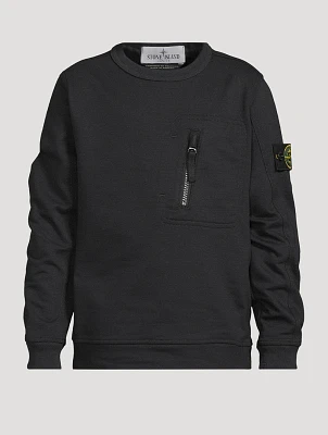 スウェット・トレーナー STONE  Round-neck sweatshirt with zipped sleeve pocket Stone Island zip-up Sweatshirt | Black | FARFETCH