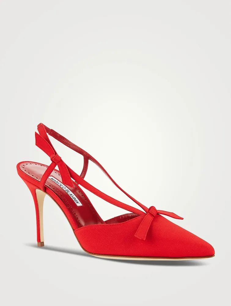 【関税&送料込】Manolo Blahnik Corintia Crepe De Chine Sling MANOLO BLAHNIK Corintia 90 bow-embellished silk crepe de