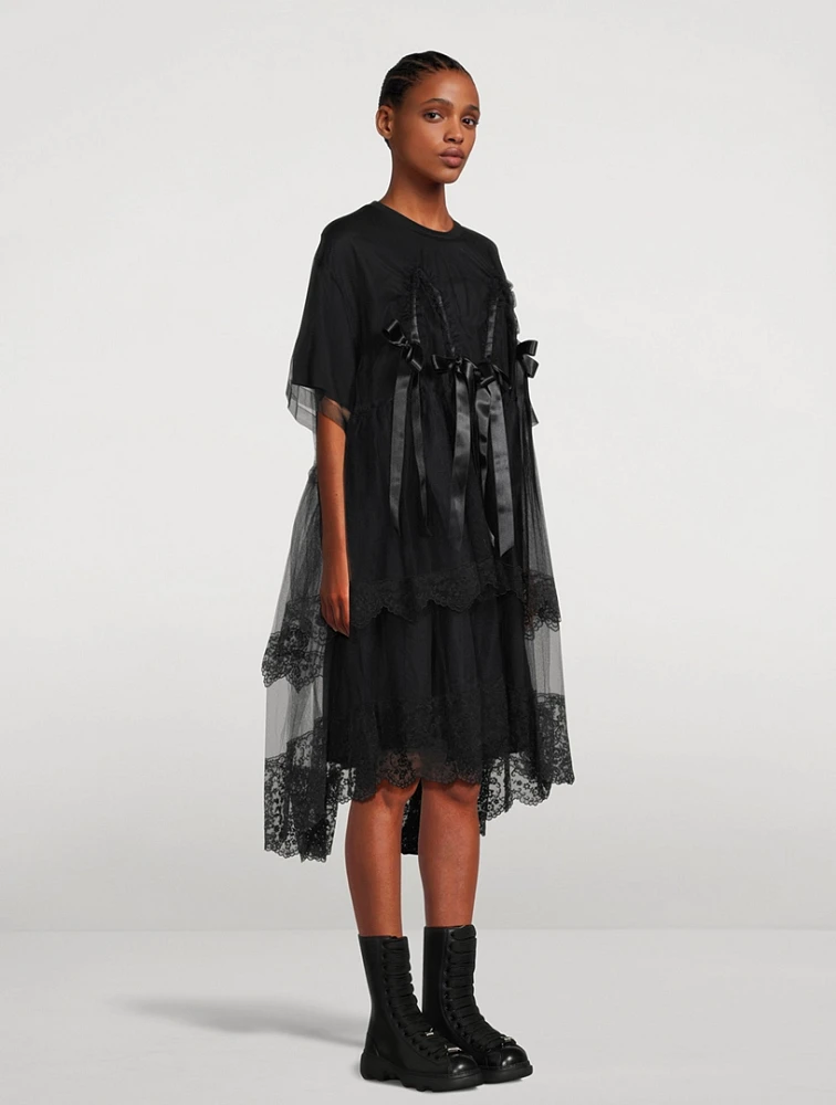 SIMONE ROCHA Bow-Trimmed Tulle Overlay Dress | Square One