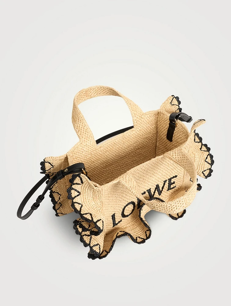 Loewe x Paula's Ibiza Small Font Ruffled Raffia Tote Bag