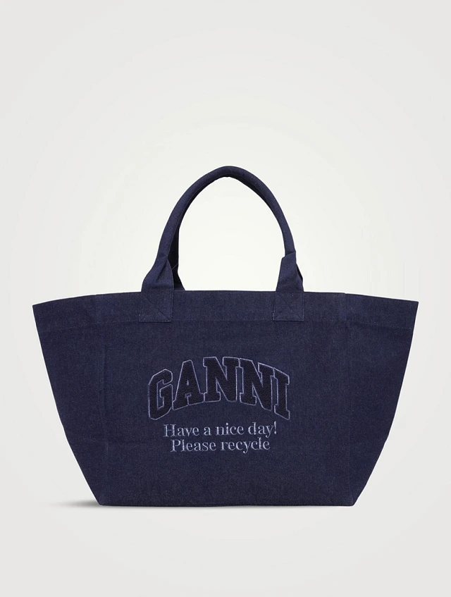 関税送料無料【Ganni】LARGE LOGO CANVAS TOTE BAG GANNI - Large Canvas Tote Bag in Phantom – gravitypope