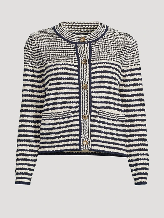 【MODERNIF】Needle stripe knit STRIPED KNIT SWEATER - Ecru / Navy | ZARA Canada