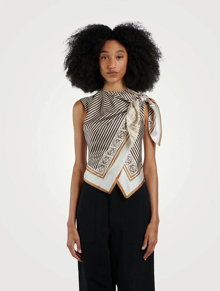 Loewe x Paula's Ibiza Printed Silk Scarf Blouse | Square One