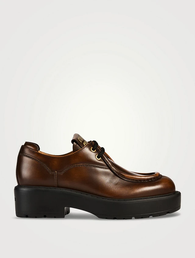 MIU MIU Leather Lug-Sole Wallabies | Square One