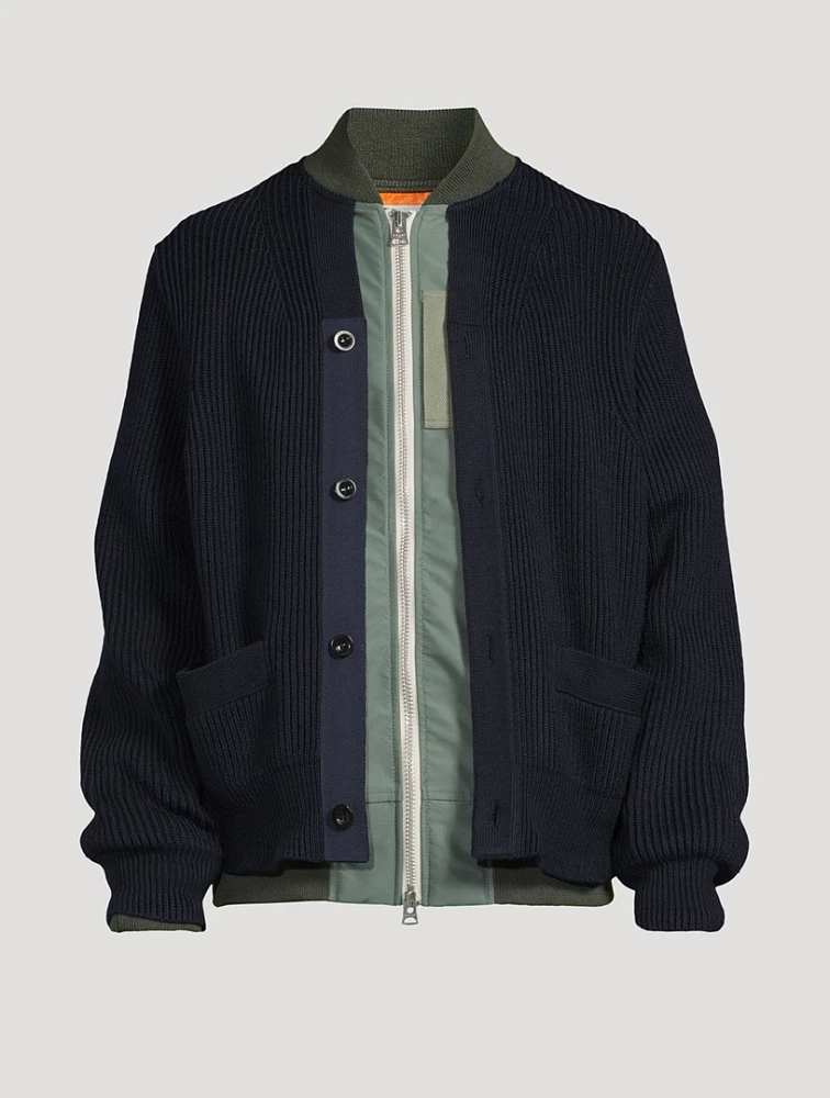Nylon Twill Knit Cardigan