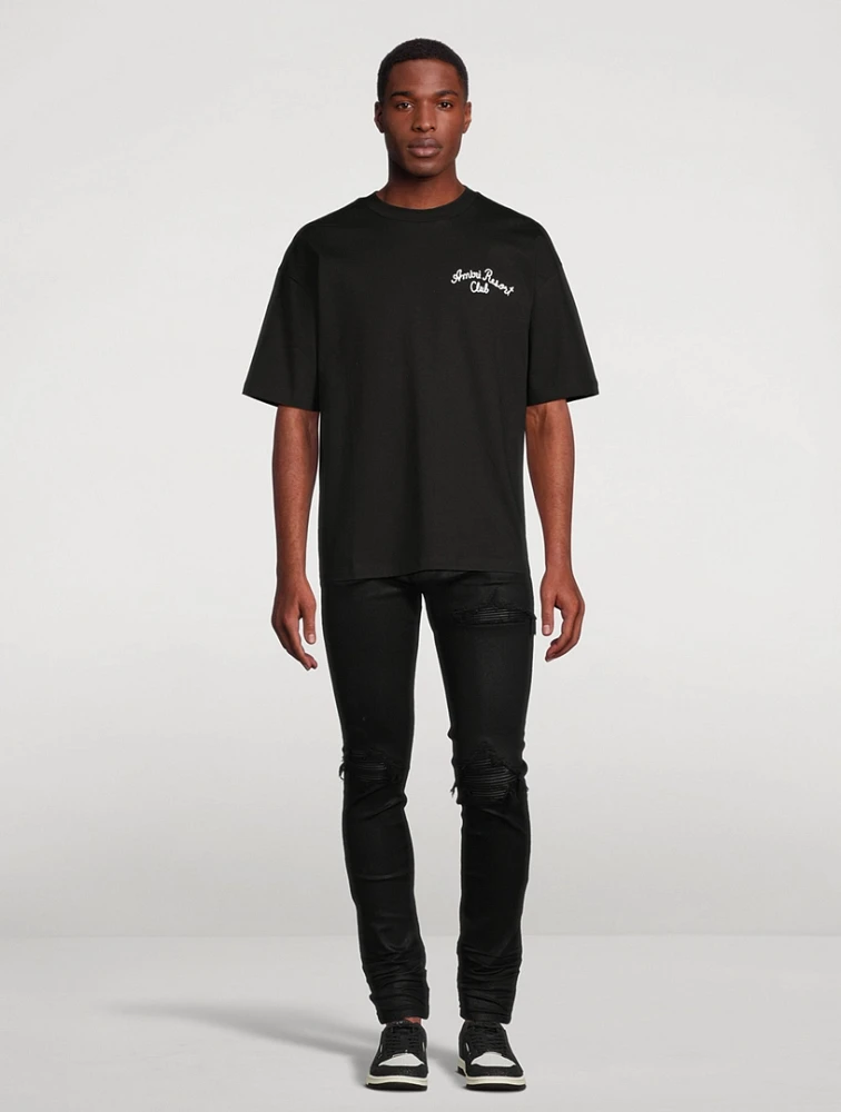 【AMIRI】Resort Club Tシャツ ★ コットン生地 リゾートライク AMIRI White Resort Club Embroidered T-Shirt Amiri