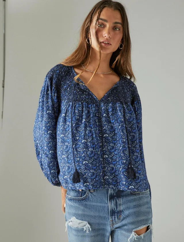 LUCKY PRINT MIX PEASANT BLOUSE | Bridge Street Town Centre