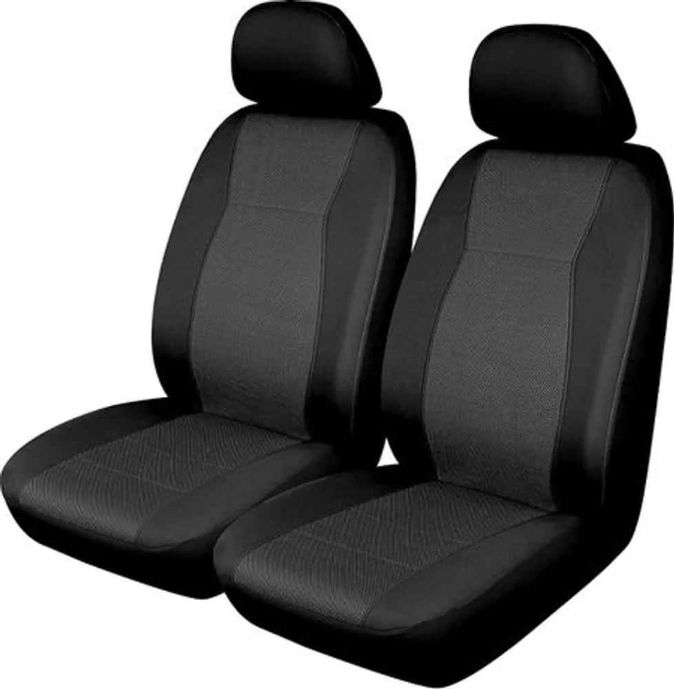 Auto Drive Jacquard 2Pcs Low Back Front Seat Cover Black Black