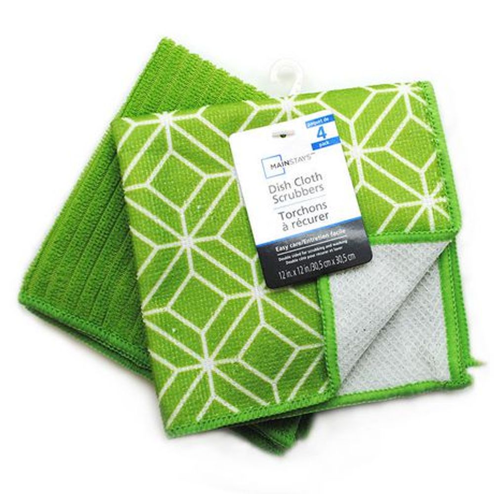 Mainstays 4Pk Green Dish Cloth Scrubbers Green 12 In X 12 In The Pen