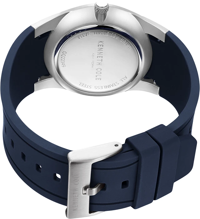 Kenneth Cole Skeleton Transparent Dial Silicone Strap Watch