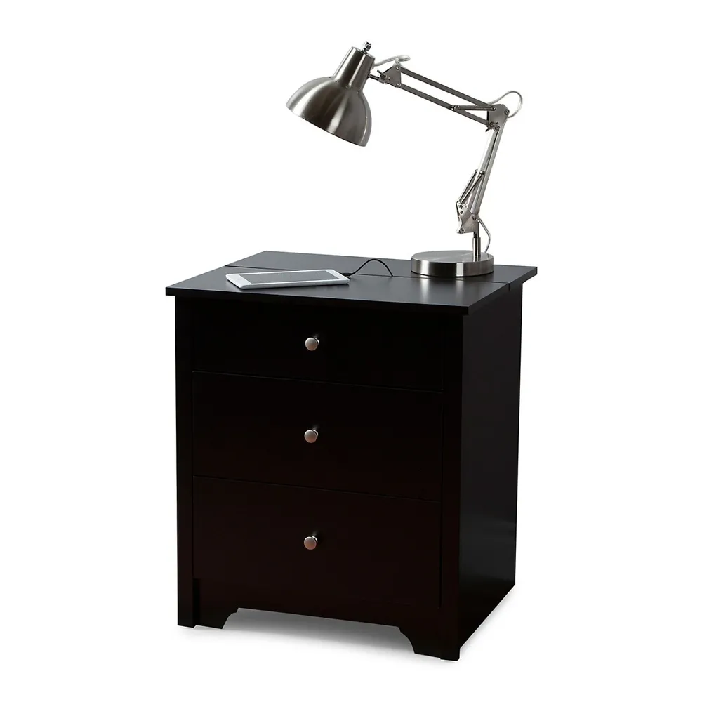 South Shore Vito Nightstand with Charging Station and Drawers Niagara
