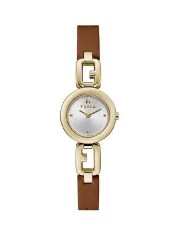 Furla Montre à bracelet en cuir brun Arco Chain, WW00015003L2