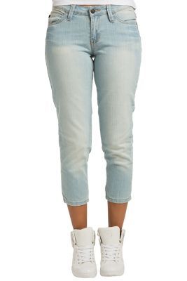 Sweet Vibes Women Skinny Cropped Jeans Heavy Blast Wash Stretch