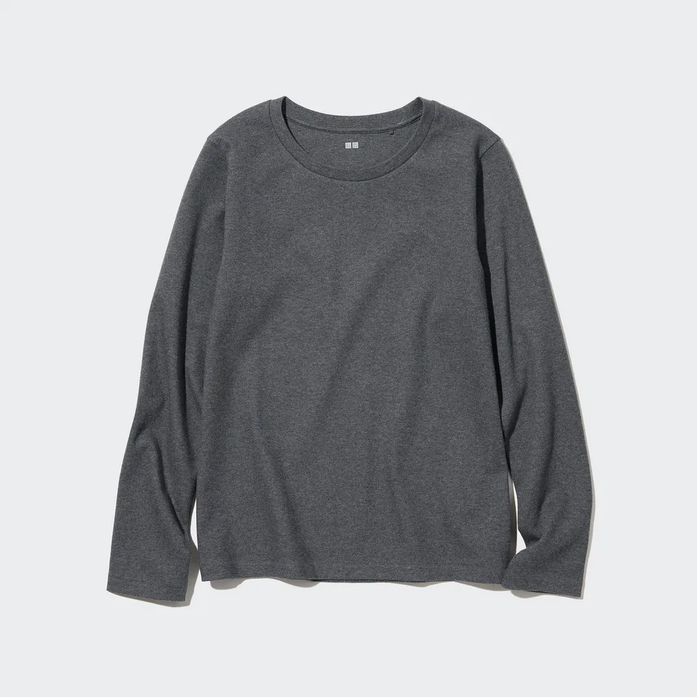 UNIQLO SMOOTH STRETCH COTTON CREW NECK LONG SLEEVE T SHIRT