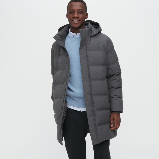 Uniqlo seamless down hooded hotsell long coat