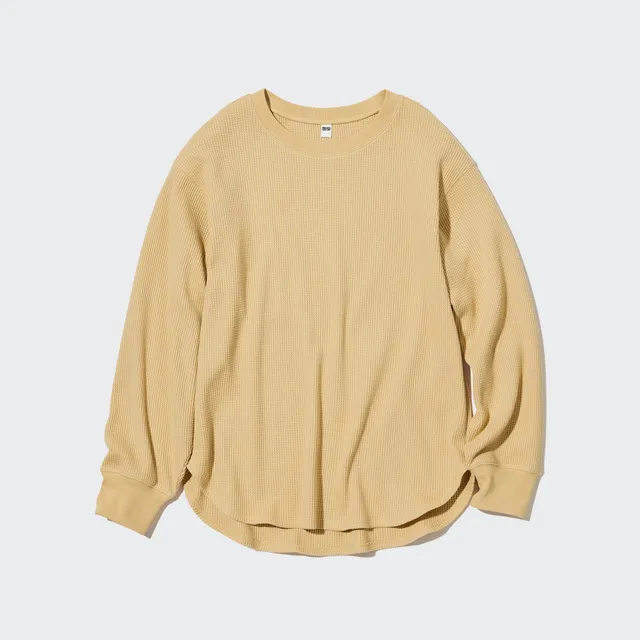 Uniqlo waffle oversized online crew neck