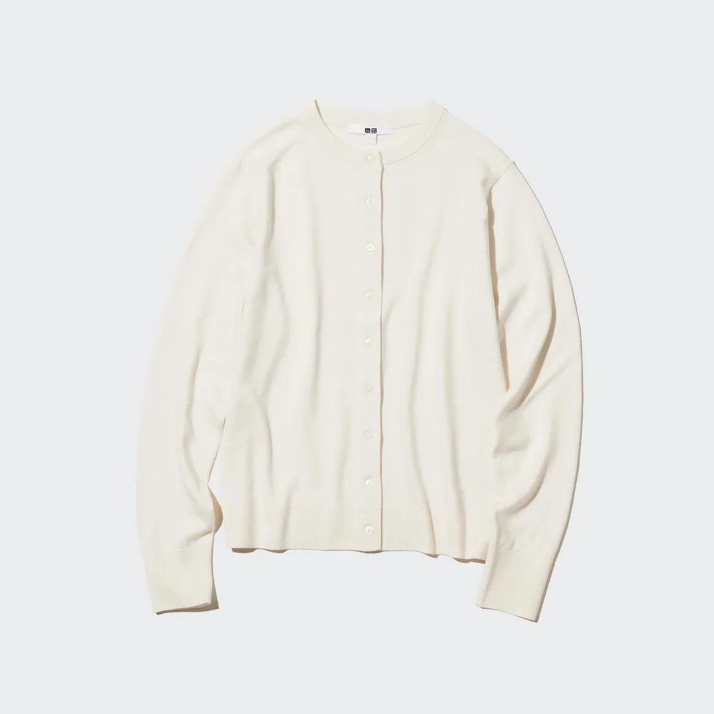 Crew neck cardigan outlet sweater