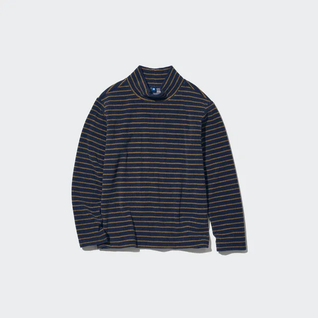 UNIQLO Ribbed Striped High Neck Long-Sleeve T-Shirt | Pike and Rose