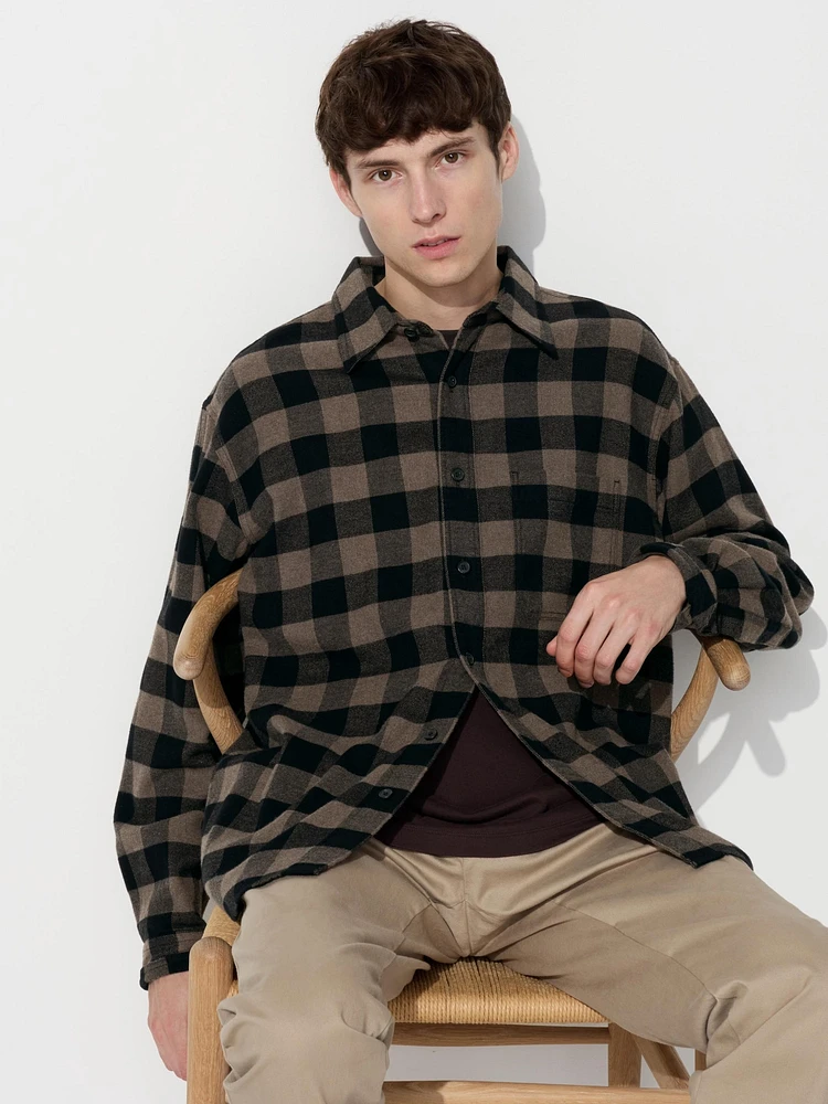 UNIQLO FLANNEL CHECKED LONG SLEEVE SHIRT | Scarborough Town