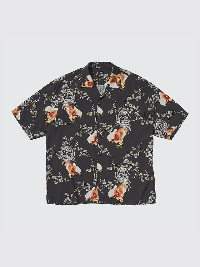 UNIQLO Open Collar Shirt | Short Sleeve | Edo Ukiyo-E Print